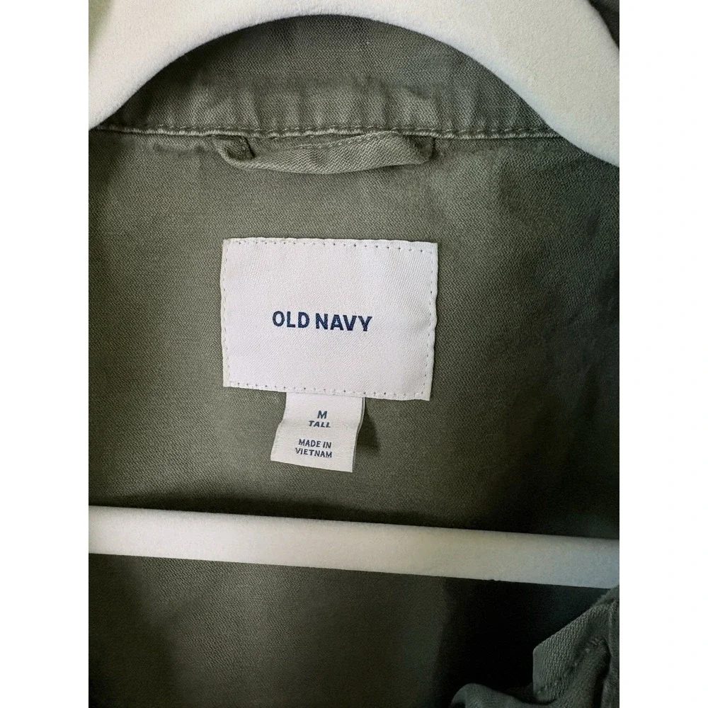 Old Navy Womens Green Canvas Utility Jacket Cinch Waist Full Zip Size Medium‎